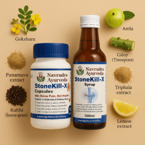 Navrudra StoneKill-X Advanced Kidney Stone Relief Kit (Capsule + Syrup)